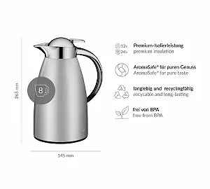 Термос-кавник Alfi Signo 1.0 л, з нержавіючої сталі, з гігієнічною вставкою із загартованого скла synthetic.ua - Фото 1