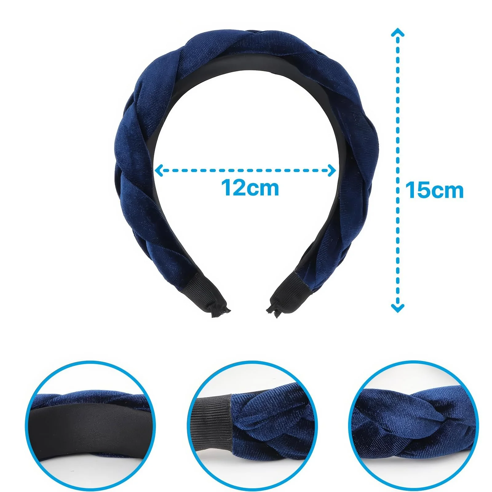 Бархатная Обруч на голову Темно-синяя, фото №2