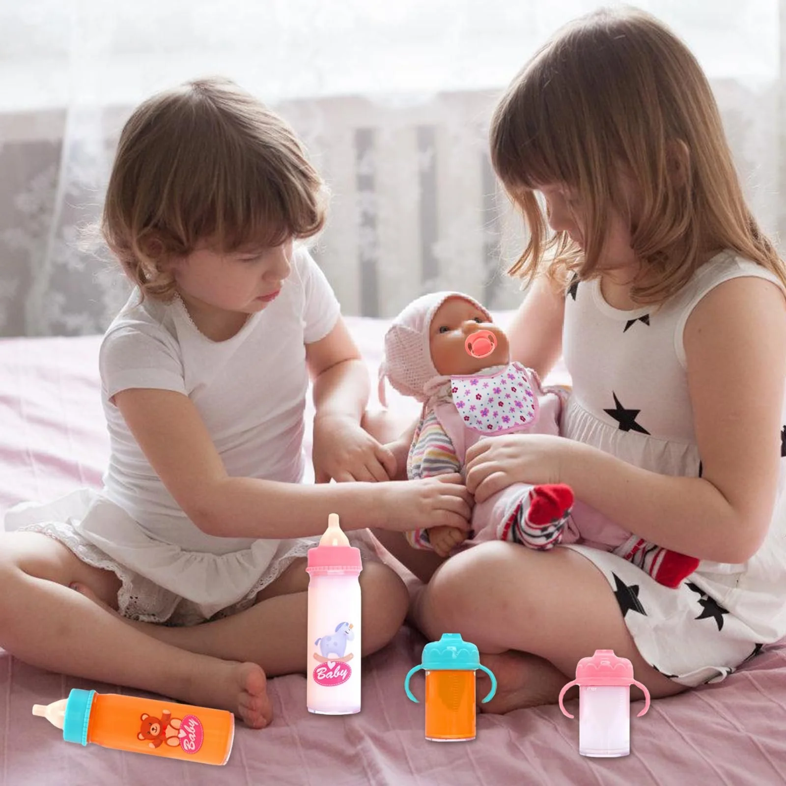 Аксесуари для ляльок DIELOVEHUA 6 шт: 2 шт чарівні пляшечки, 2 шт лялькові пустушки, 2 лялькові нагрудники, фото №6 Аксесуари для ляльок DIELOVEHUA 6 шт: 2 шт чарівні пляшечки, 2 шт лялькові пустушки, 2 лялькові нагрудники, фото №6