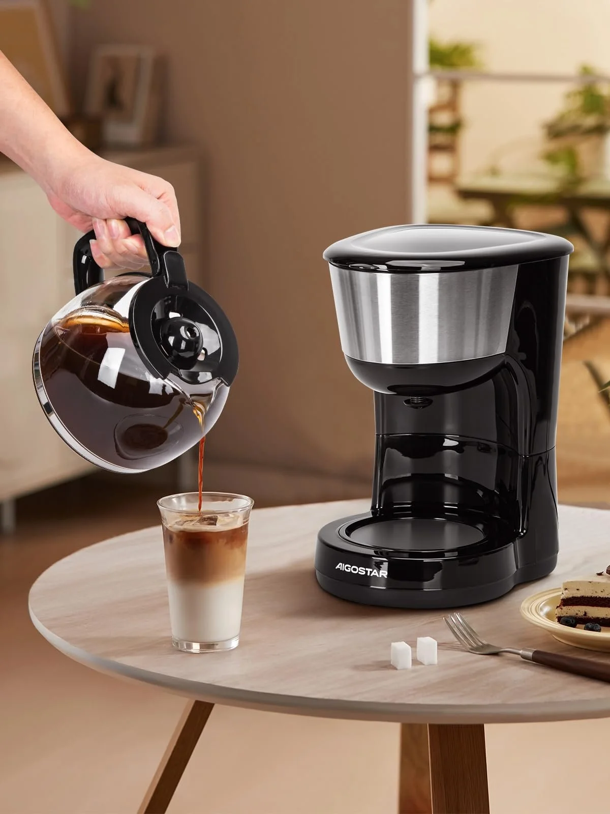 Фильтр-кофеварка Aigostar 1000 Вт 1.25 л Черный, фото №9