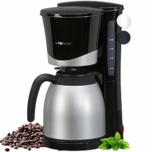 Кофеварка Clatronic KA 3327 с термоколбой на 8-10 чашек кофе, фильтр-кофеварка, 1 литр, черная - Фото 1
