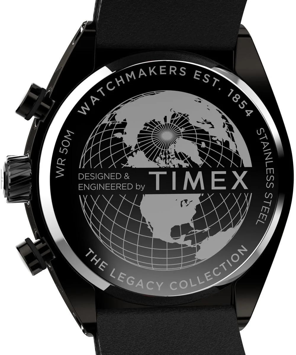 Мужские часы-хронограф Timex Legacy Tonneau Chrono, черные, Винтажный стиль, фото №4 Мужские часы-хронограф Timex Legacy Tonneau Chrono, черные, Винтажный стиль, фото №4