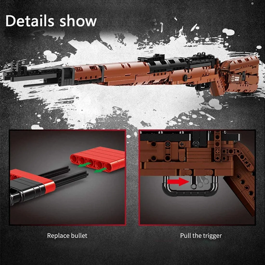 Конструктор Винтовка AKOGD 98K, 1025 деталей, модель винтовки с функцией стрельбы, блокирующие блоки, строительные блоки, конструктор оружия, фото №3 Конструктор Винтовка AKOGD 98K, 1025 деталей, модель винтовки с функцией стрельбы, блокирующие блоки, строительные блоки, конструктор оружия, фото №3