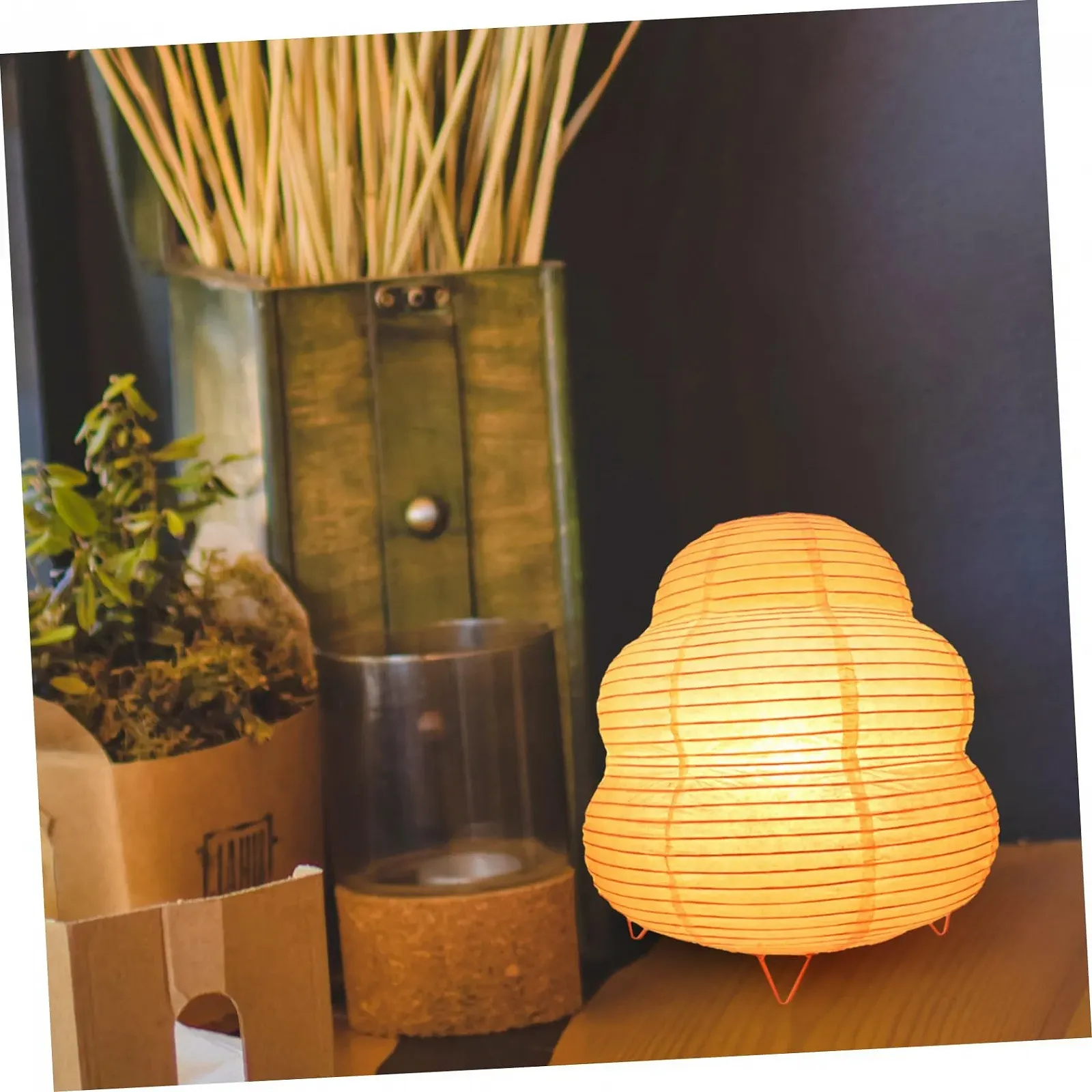 Настольная лампа HOMSFOU Paper Lantern Lamp E14 Rice Paper, фото №3