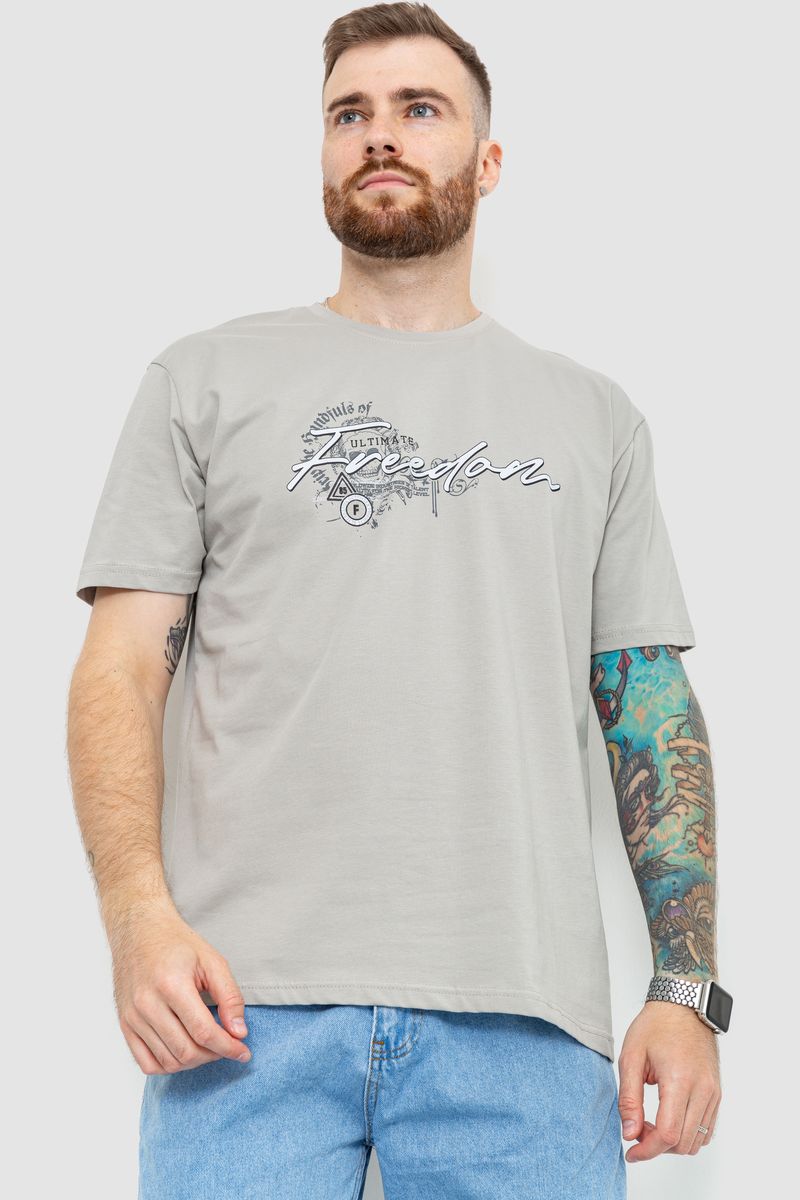 Футболка чоловічий баталь колір сіро-оливкова 208R019, фото №1 Футболка чоловічий баталь колір сіро-оливкова 208R019, фото №1