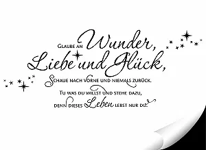 Наклейка на стіну Grandora W5444 Цитата «Glaube an Wunder Liebe und Glück» Чорна 120 x 47 см synthetic.ua - Фото 1