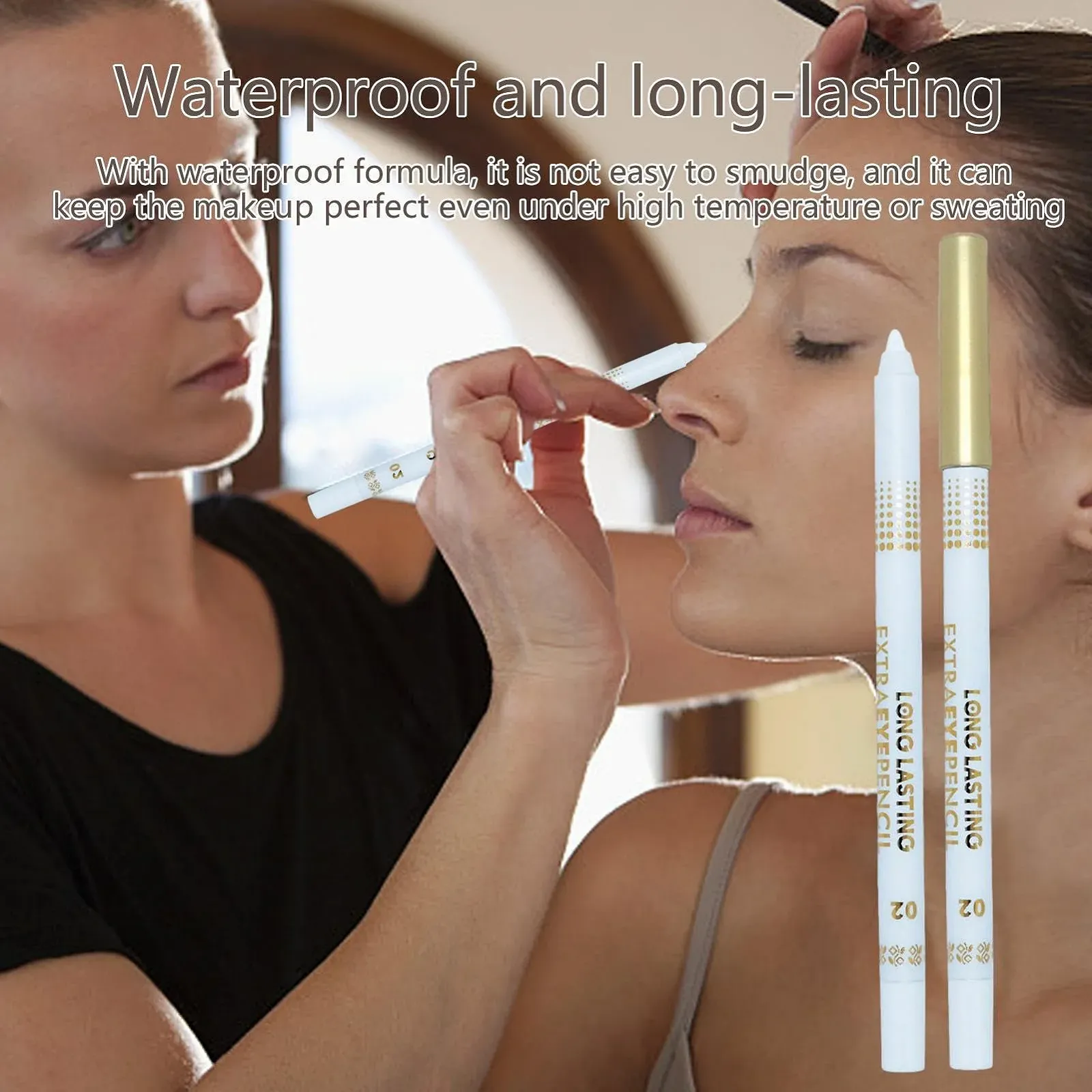 Олівець для очей Anulely чорний, сріблястий глітер, фото №2