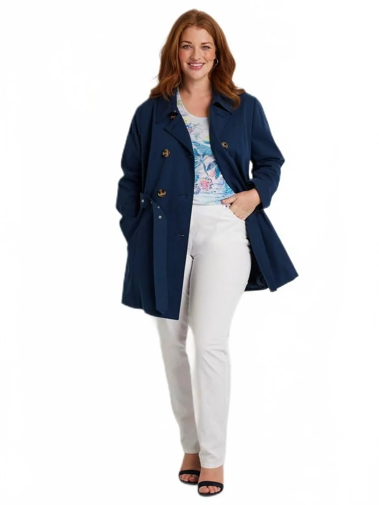 Тренч Afibel Короткий Двобортний Однотонний З Відкладним Коміром, фото №4