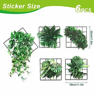 Наклейки на стіну 3D Зелені рослини 5 дизайнів Самоклеючі 30 x 29 см synthetic.ua - Фото 1