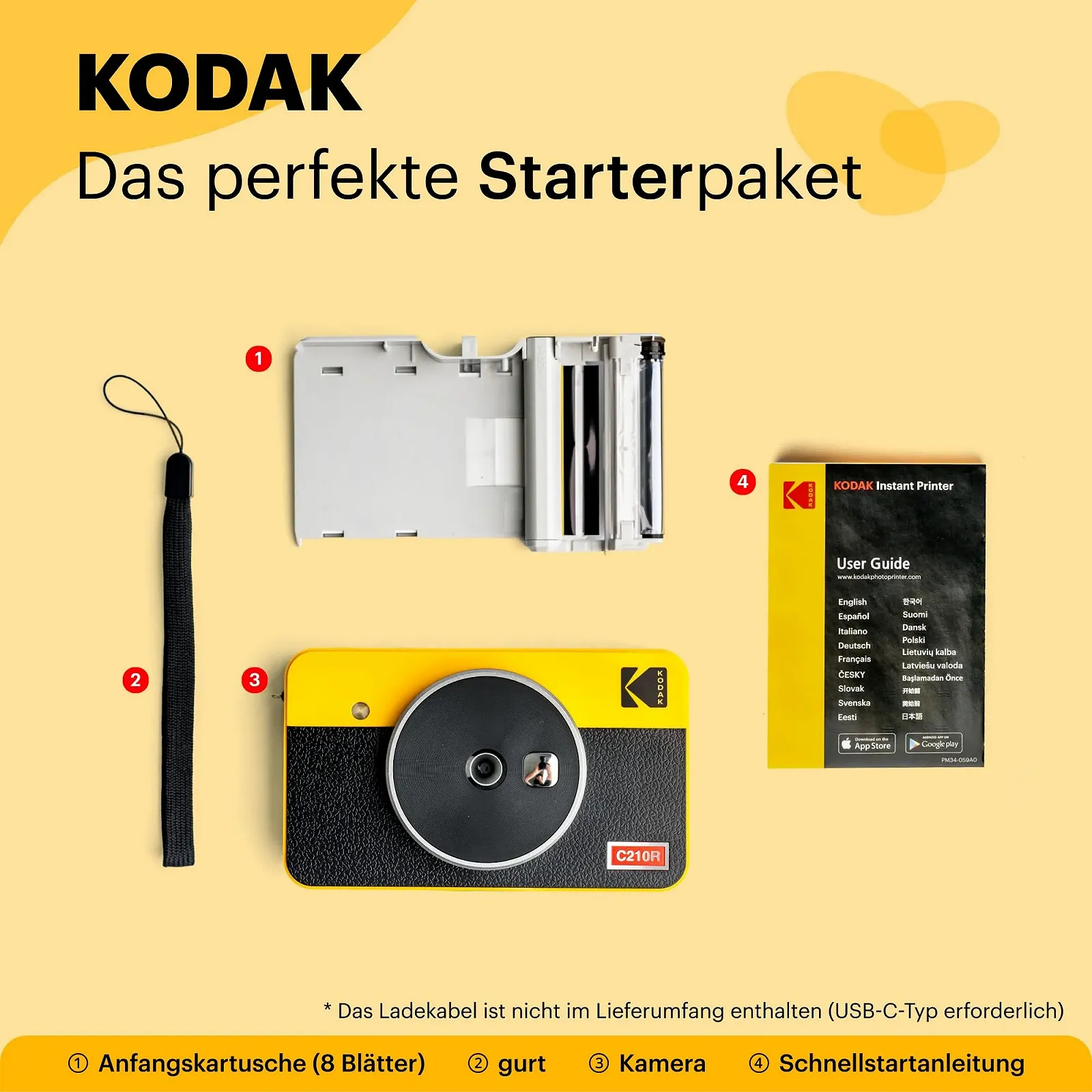 Фотокамера моментальной печати и фотопринтер KODAK Mini Shot 2 Retro 4PASS (5.3 x 8.6 см) + 8 листов Yellow, фото №2
