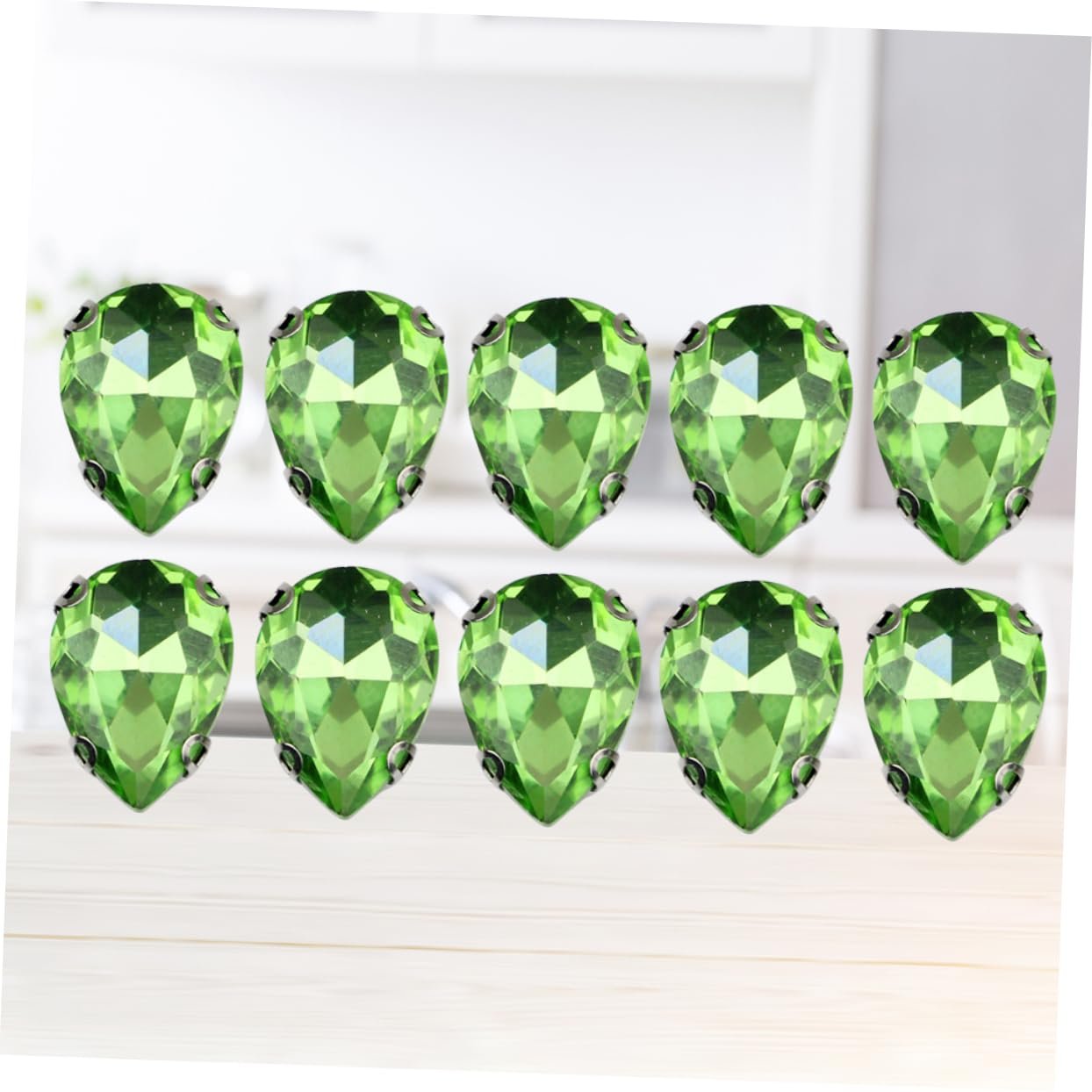Стразы Капля NUOBESTY 50шт Хрустальные пришивные когти Ярко-зеленый, фото №5