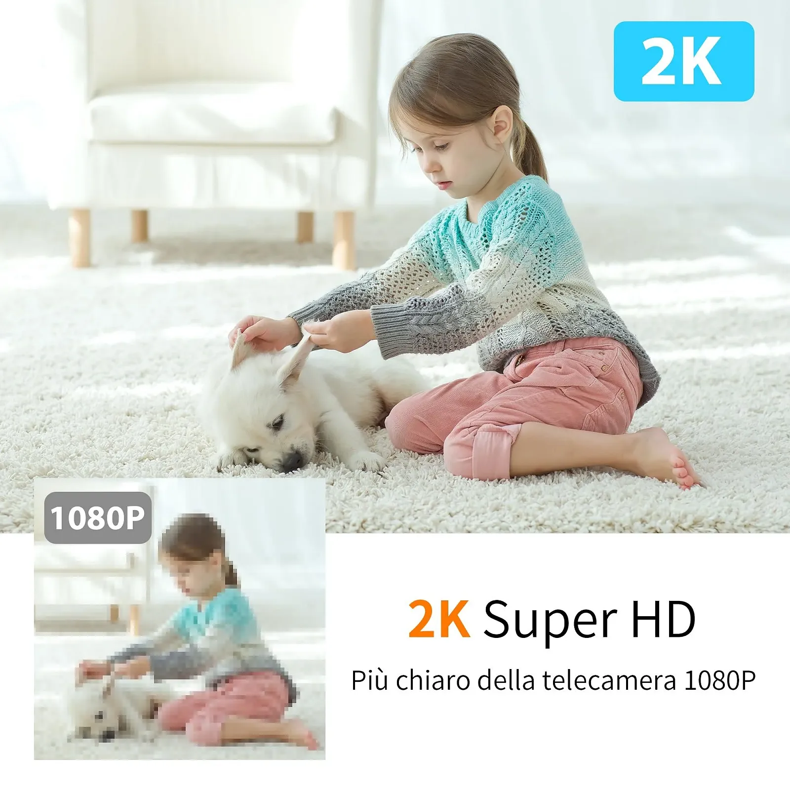 Відеоняня KAWA A7 2K 2.4G WiFi 360° Двостороннє аудіо Нічне бачення Виявлення руху, фото №5