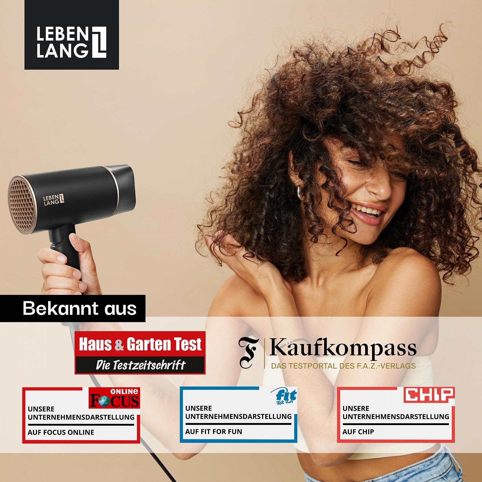 Фен LEBENLANG дорожный, ионный, 2100 Вт, с режимом холодного воздуха, складной, маленький, с аксессуарами, фото №6