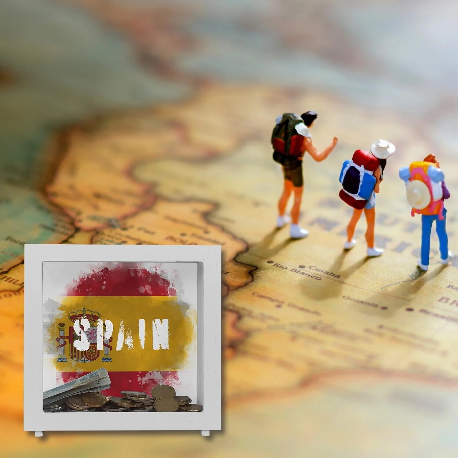 Скарбничка Wooden Spain Flag Used Look, фото №5