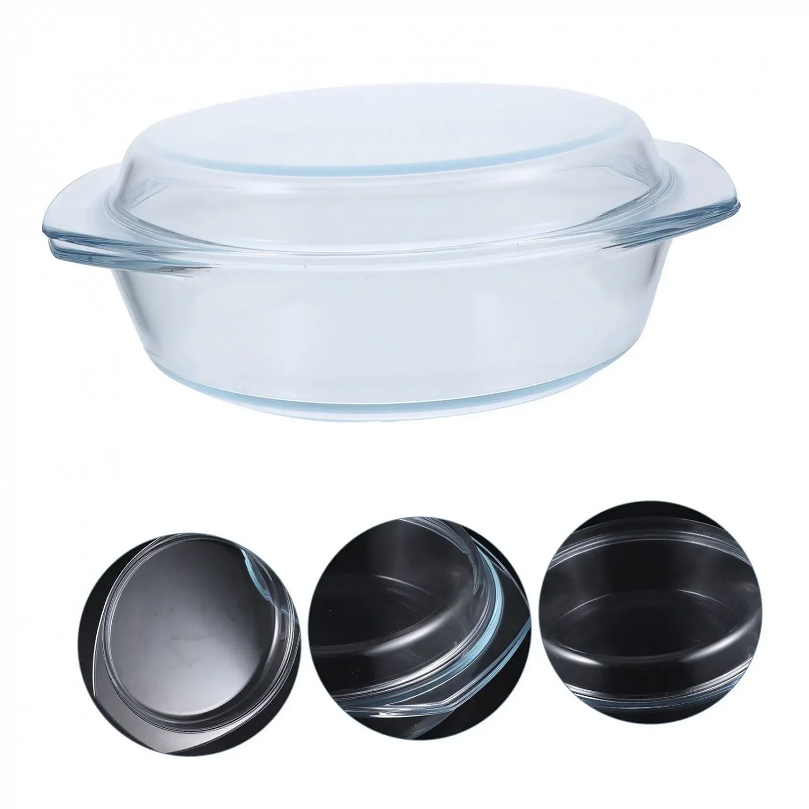 Скляна форма для запікання з кришкою термостійка для мікрохвильової печі та посудомийної машини, фото №7