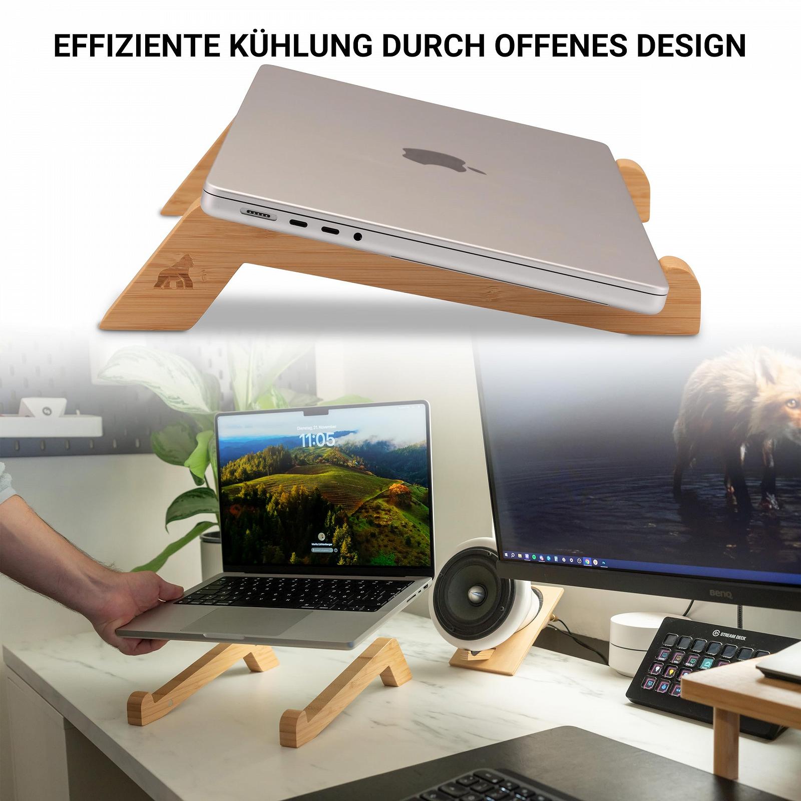 Підставка для ноутбука Бамбук Універсальний тримач 10-15 дюймів, фото №3