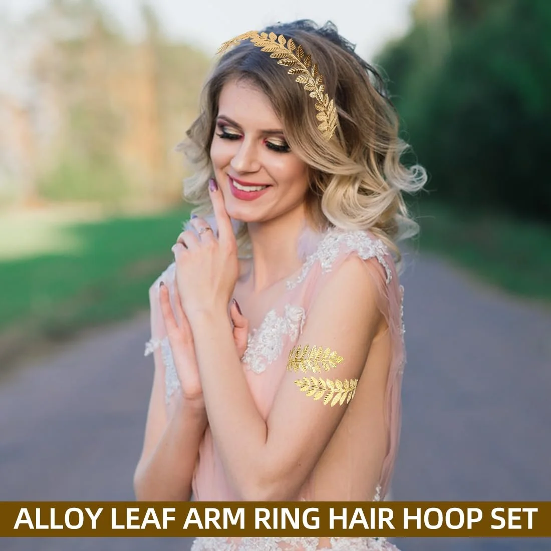 Обруч для волосся в стилі римської богині Золотий, фото №4