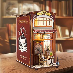 Кіт BBLIKE Book Nook Café Miniature Dollhouse Kit зі світлодіодними LED вогнями - Фото 1