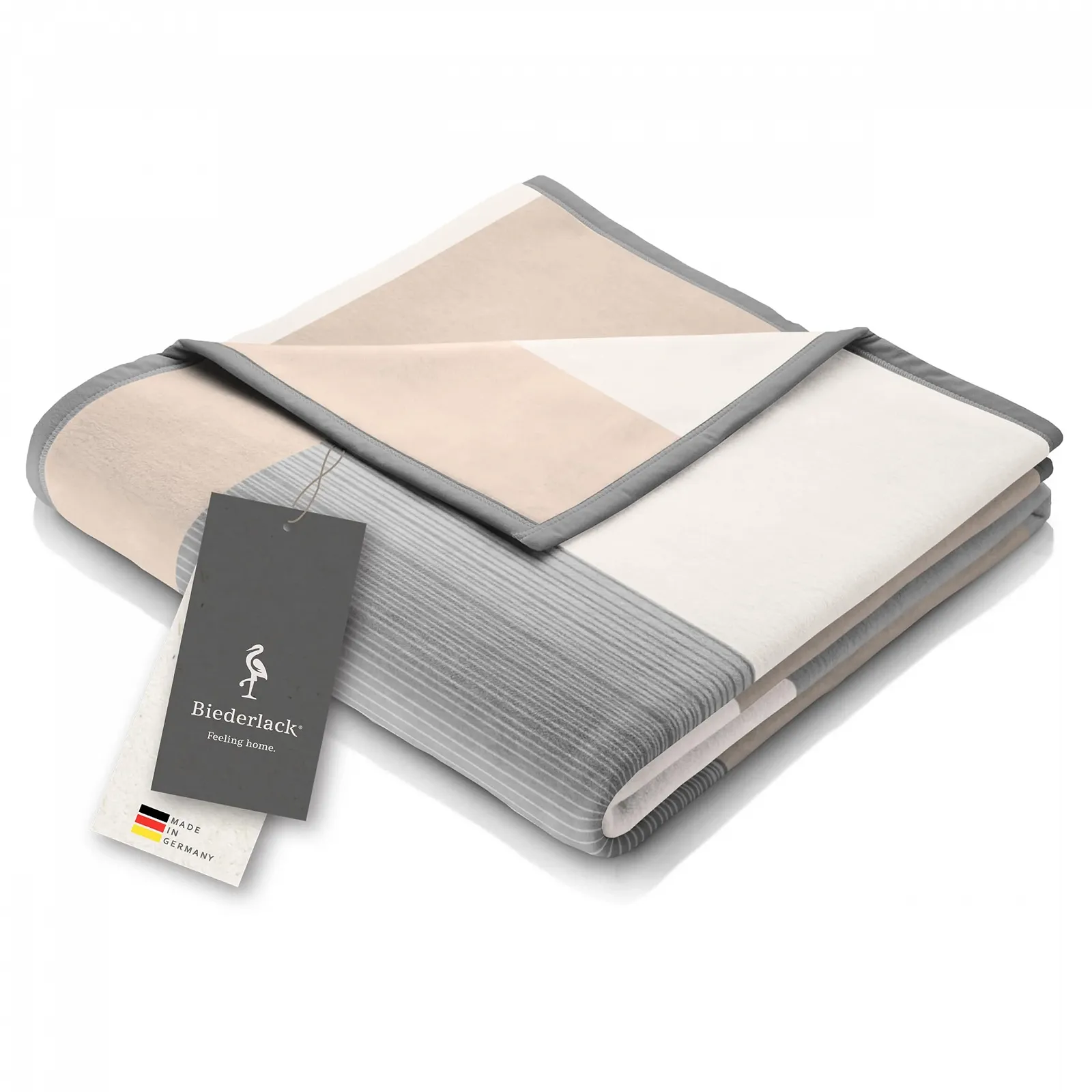 Одеяло Biederlack Fluffy Soft Cuddly из хлопковой смеси Квадраты Серый в сером 150 x 200 см, фото №1