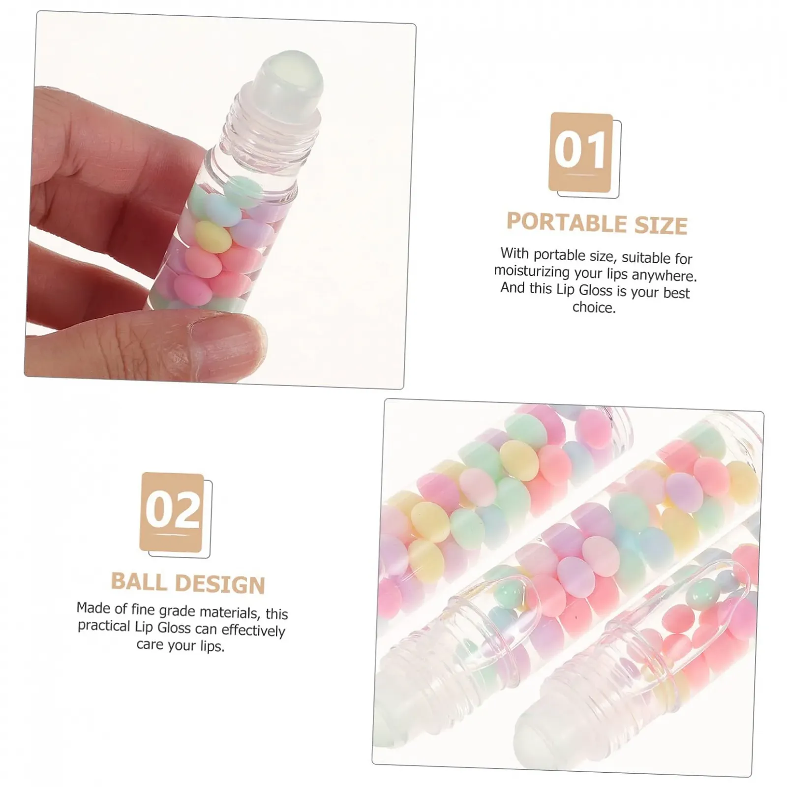 Блиск для губ Healeved Кульковий, набір 6 штук, прозорий, фото №7