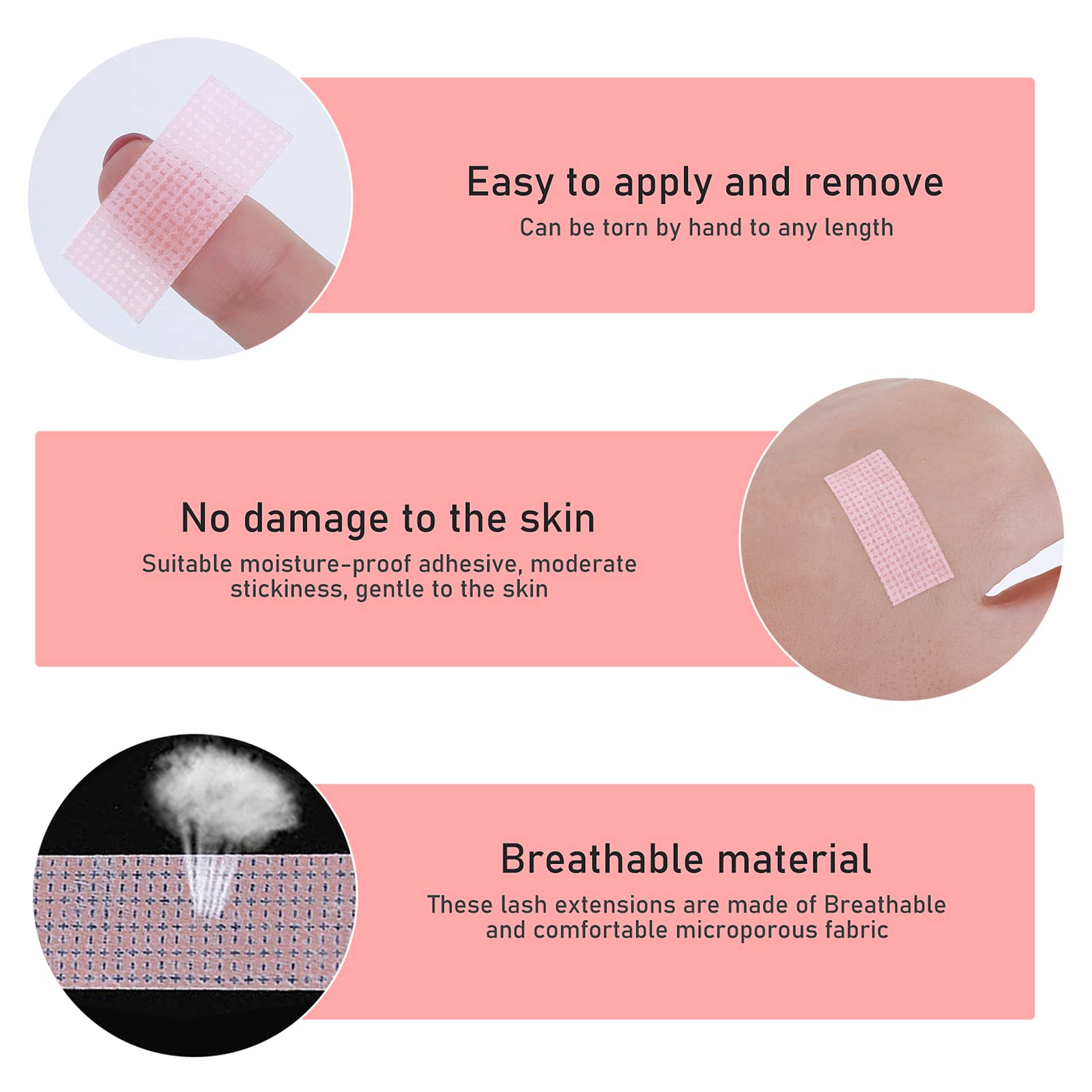 Плівка Sibba 6 Rolls Eyelash Tape для нарощування вій Рожева, фото №3