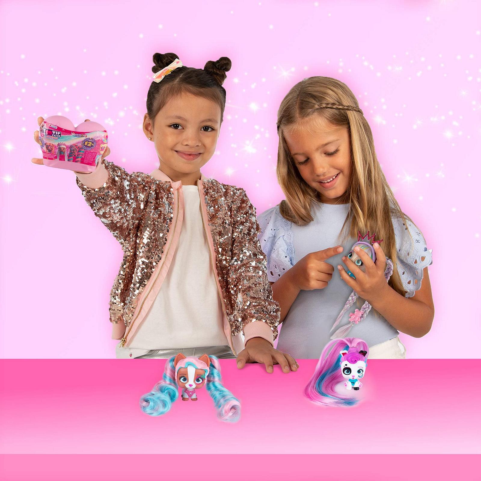 Фігурка VIP PETS Mini Fans Колекційна Собачка-сюрприз з дуже довгим блискучим волоссям і гребінцем, Чарівна веселка у воді при розпакуванні, Модель ляльки випадкова, фото №6
