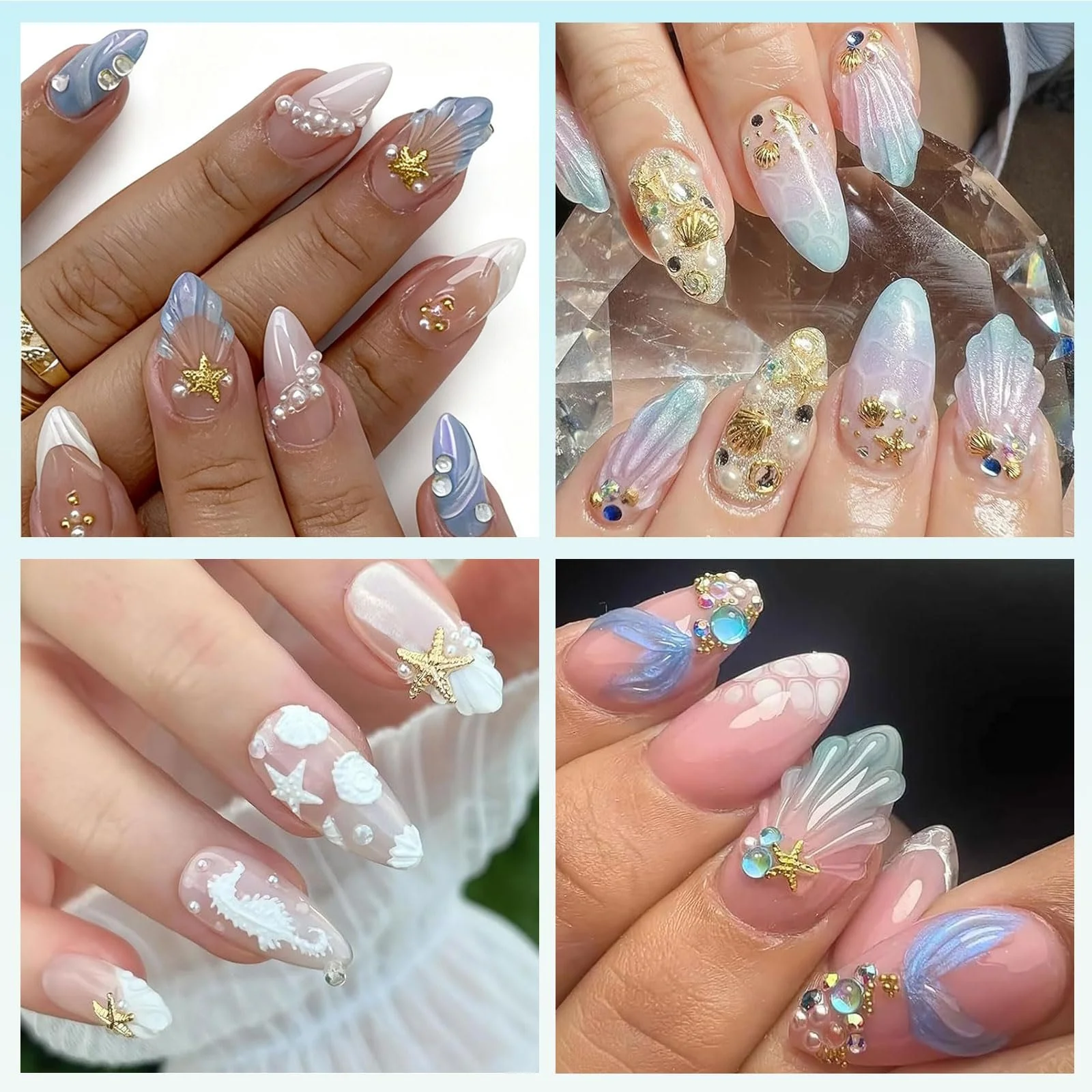 Украшения для ногтей, Золотая морская звезда и ракушки, Набор 200 шт. украшений для летнего маникюра, Стразы и камни для ногтей, фото №7 Украшения для ногтей, Золотая морская звезда и ракушки, Набор 200 шт. украшений для летнего маникюра, Стразы и камни для ногтей, фото №7