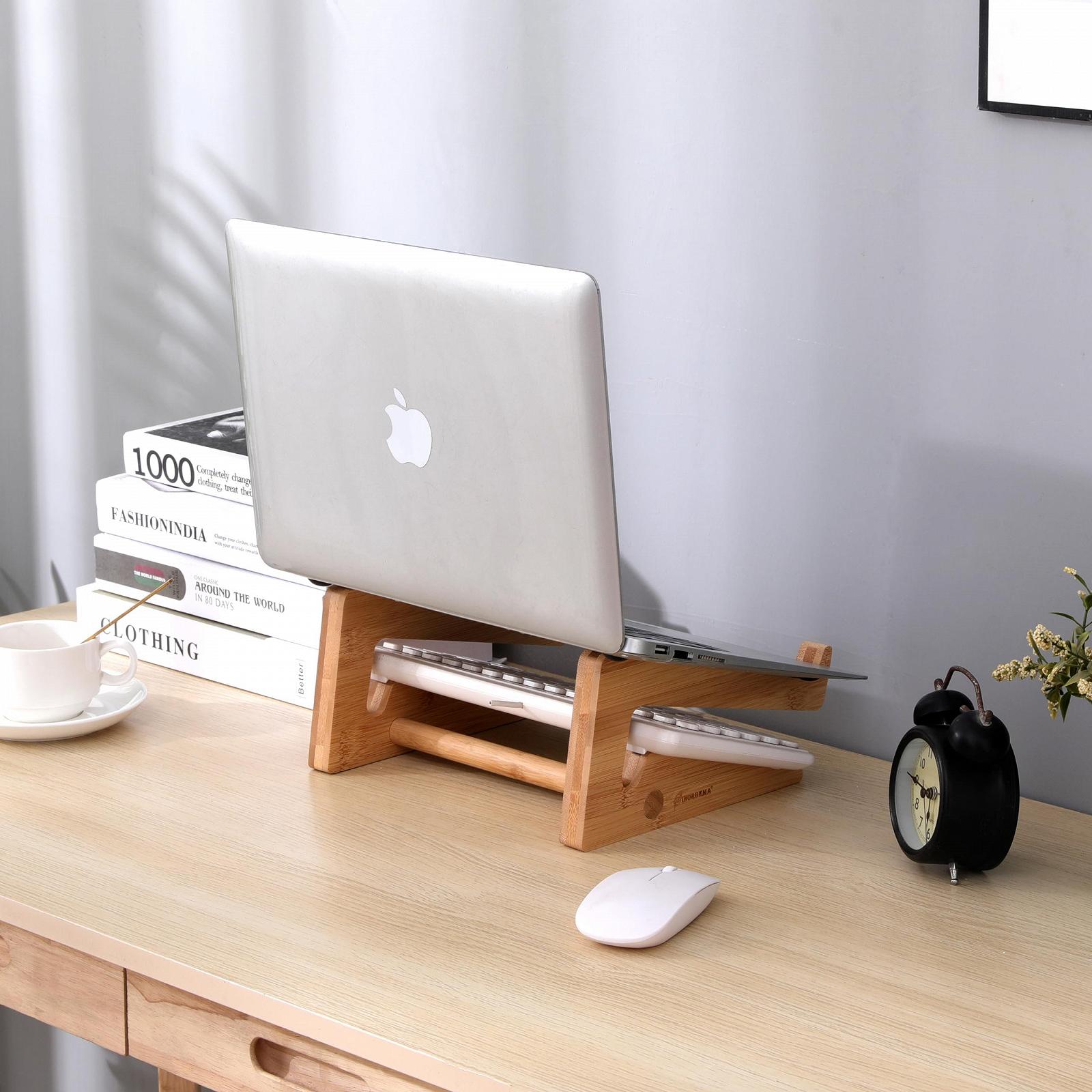 Деревянная вертикальная подставка для ноутбука, бамбуковая подставка для ноутбука совместима с MacBook Air Pro/Dell XPS/Surface Pro/HP/Pixelbook/Lenovo, для ноутбуков 13-15.6 дюймов, фото №9
