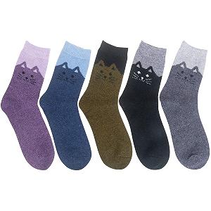 Носки YSense Snug, 5 пар, шерстяные, вязаные, цветные, с милым узором synthetic.ua - Фото 1