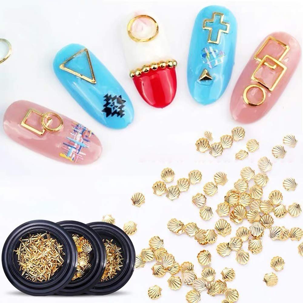 3D Украшения для ногтей Металл 9 шт (Звезда, Бант, Ракушка), фото №4