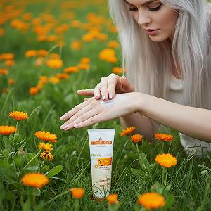 Крем для рук с календулой, 100 мл, регенерирующий и успокаивающий для сухой, раздраженной или потрескавшейся кожи, натуральная формула, питает и смягчает, идеально подходит для рук, ног и покраснений synthetic.ua - Фото 1