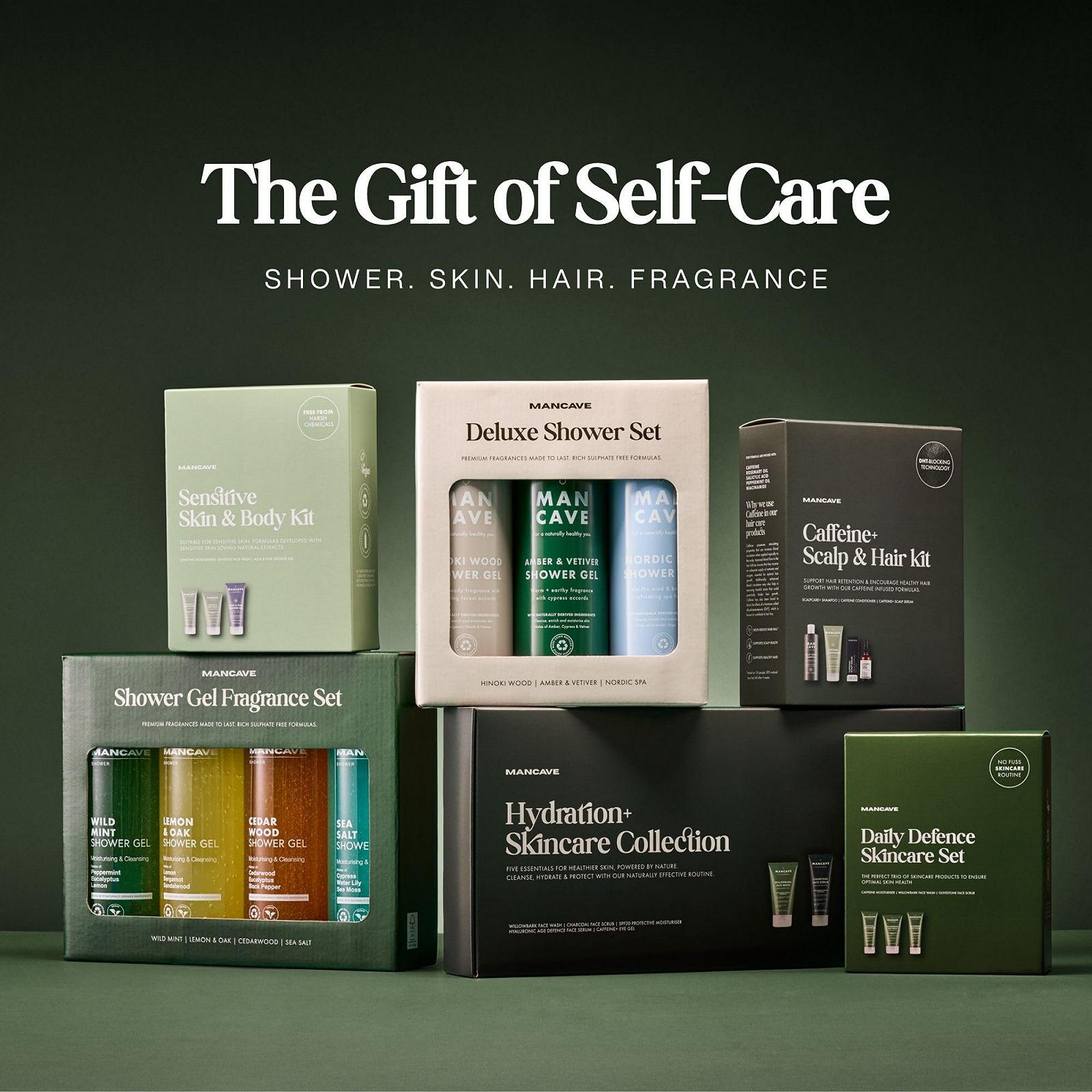 Набір гелів для душу ManCave Gift Set Men Natural Sulphate Free Wild Mint, Lemon & Oak, Cedarwood and Sea Salt 4 х 500 мл, фото №8