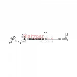 Гальмівний шланг METZGER 4111866 для HYUNDAI, передній правий - Фото 1