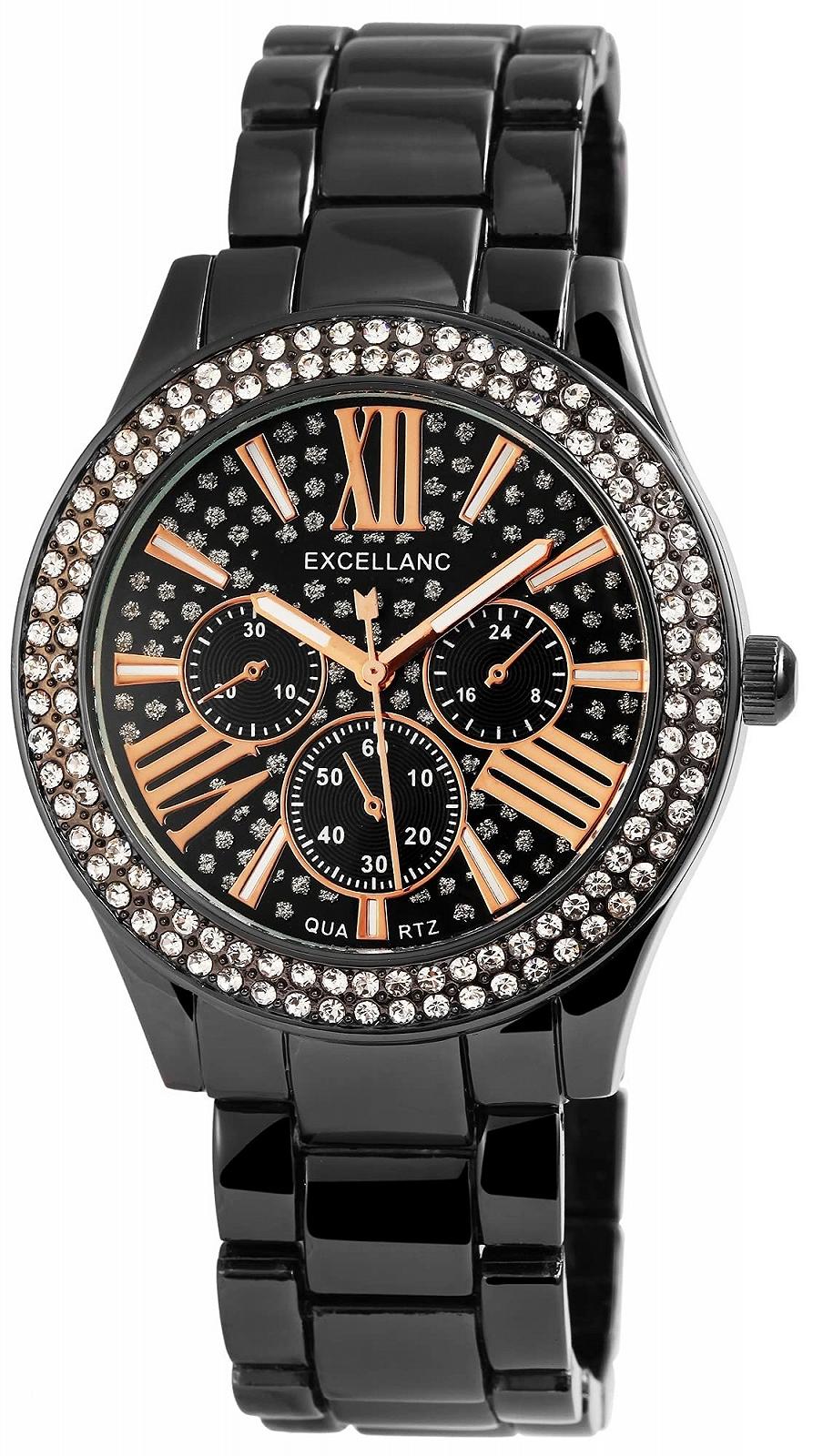 Годинник Excellanc Жіночий Металевий Браслет з Ланками Люмінесцентні Стрілки Стрази Аналоговий, фото №1