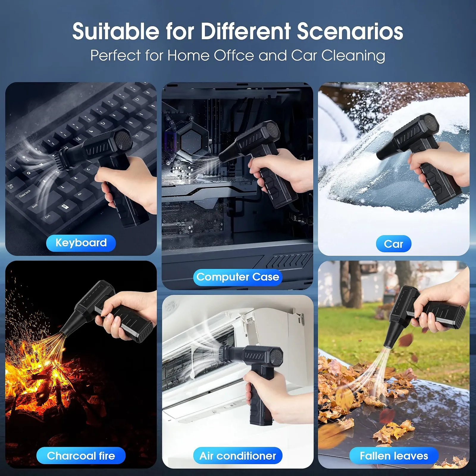 Електрична повітродувка maxtachi 3 швидкості 150,000 rpm 6000 mAh LED Чорний, фото №7