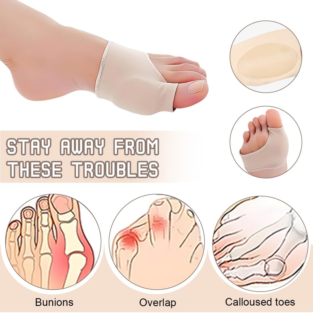 Шкарпетки Hallux Valgus 2 пари, Коригувальна пов'язка Hallux Valgus, Універсальний розмір, М'який силікон для чоловіків і жінок, фото №3