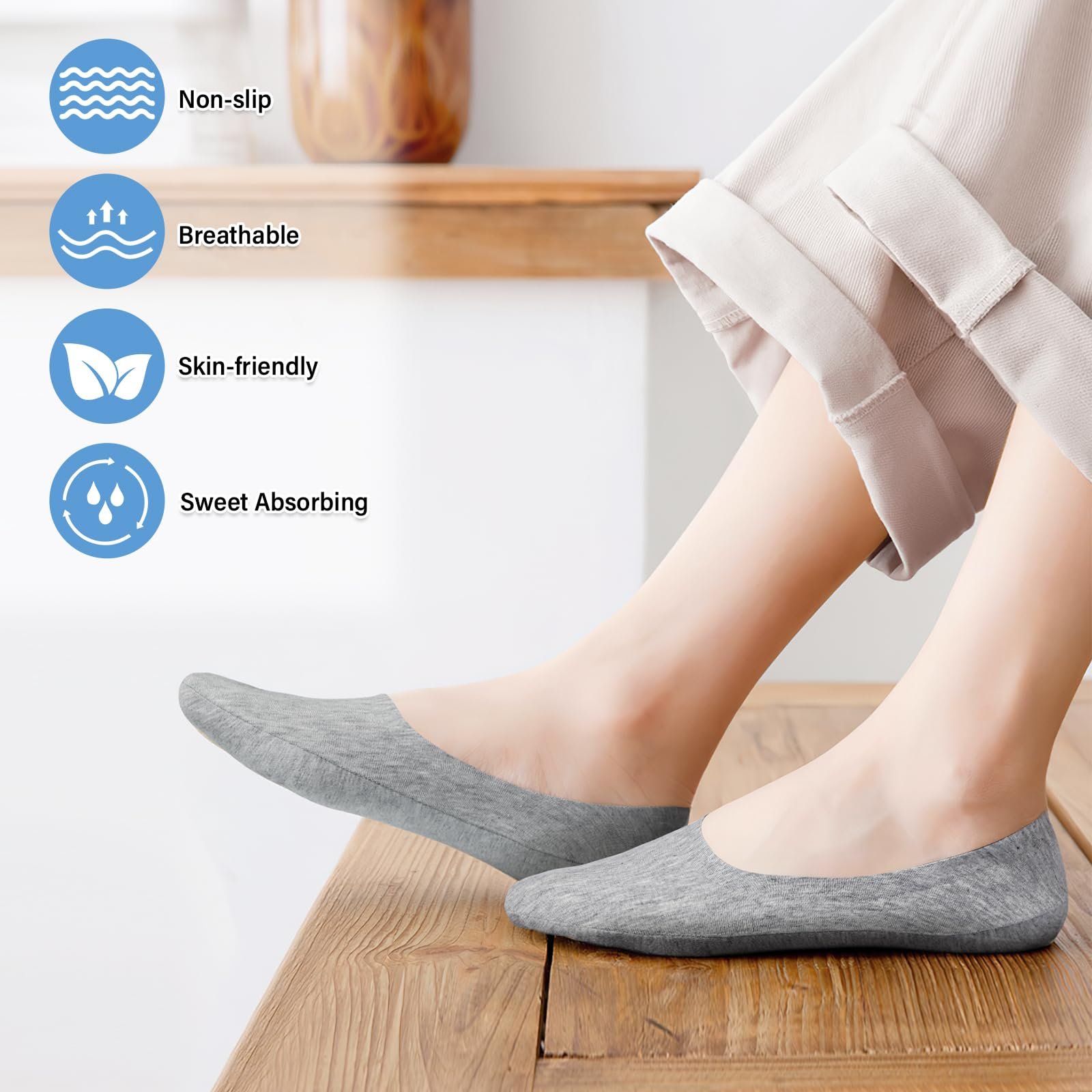 Женские носки-невидимки Хлопок 35-39 (6 пар), фото №6