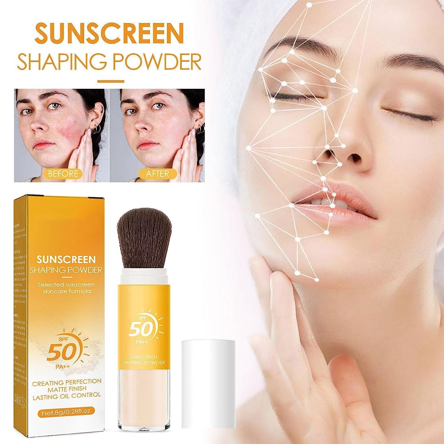 Пудра Мінеральна сонцезахисна SPF 50, розсипчаста пудра з пензлем, напівпрозора (1 шт.), фото №3