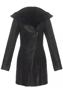 Пальто зі шкіри ягняти Hollert Kate Жіноче зимове шкіряне пальто - Фото 1