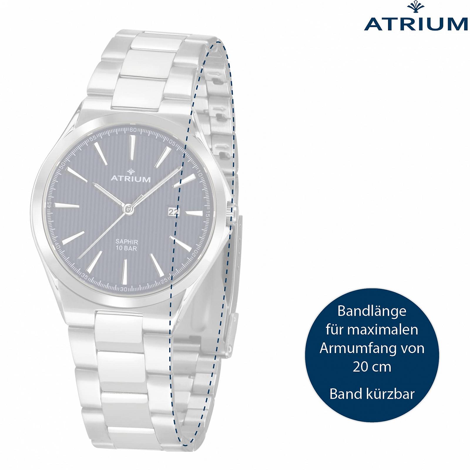 Часы Atrium A33-35 Мужские Аналоговые Кварцевые Нержавеющая сталь Сапфировое стекло с нержавеющим браслетом и указателем даты Серебристый Синий, фото №2 Часы Atrium A33-35 Мужские Аналоговые Кварцевые Нержавеющая сталь Сапфировое стекло с нержавеющим браслетом и указателем даты Серебристый Синий, фото №2