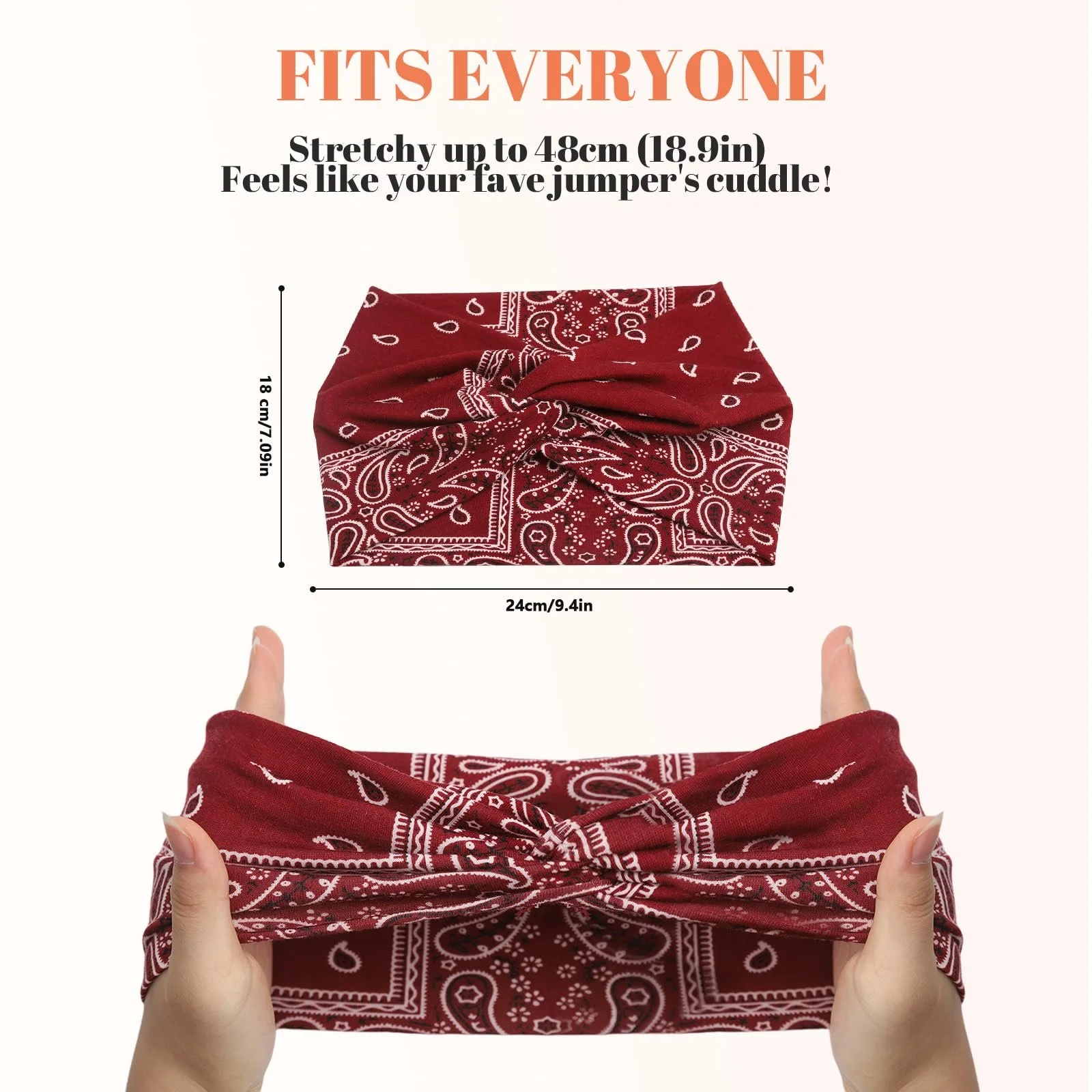 Пов'язка на голову Бохо Набір із 5 еластичних широких, фото №4 Пов'язка на голову Бохо Набір із 5 еластичних широких, фото №4