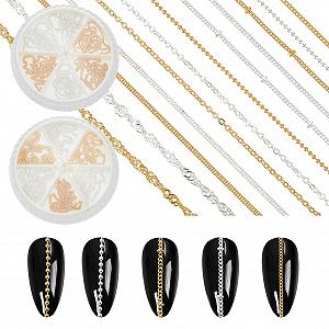 Цепочки для дизайна ногтей NICENEEDED 12 полосок, металл, серебро, золото, украшения для ногтей в стиле панк, шармы для ногтей, ювелирные изделия для ногтей, серьги-гвоздики для ногтей - Фото 1