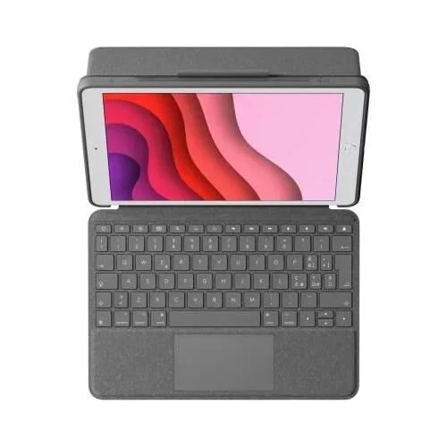 Клавіатура з чохлом Logitech Combo Touch для iPad 7, 8, 9 покоління / 10.2 "/ Smart Connector / Підсвітка / Сіра, фото №1