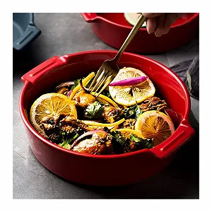 Форма для запекания лазаньи керамическая с ручками глубокая однотонная для духовки и аэрогриля - Фото 1