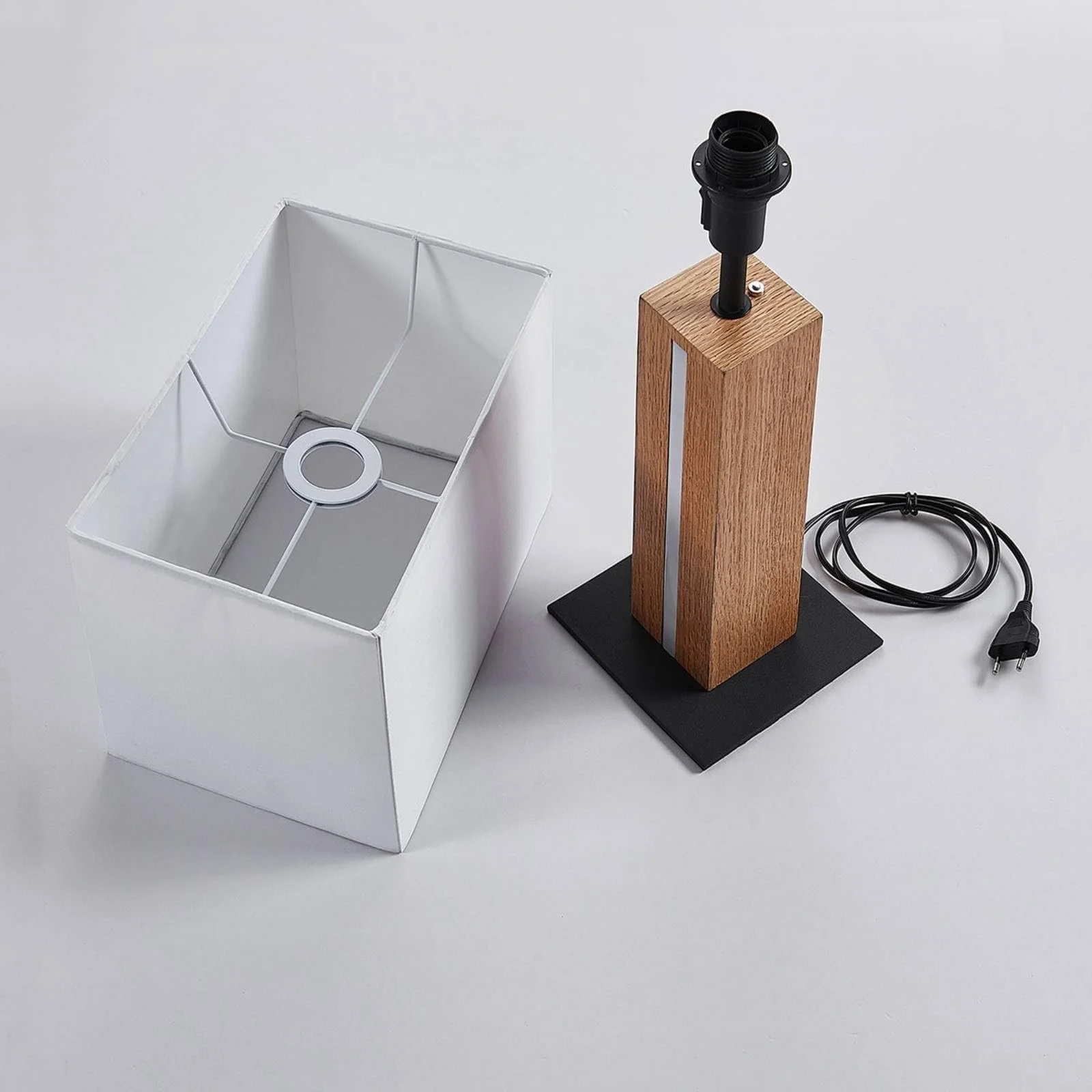 Настільна лампа Lindby Garry регульована текстильна Білий, фото №9