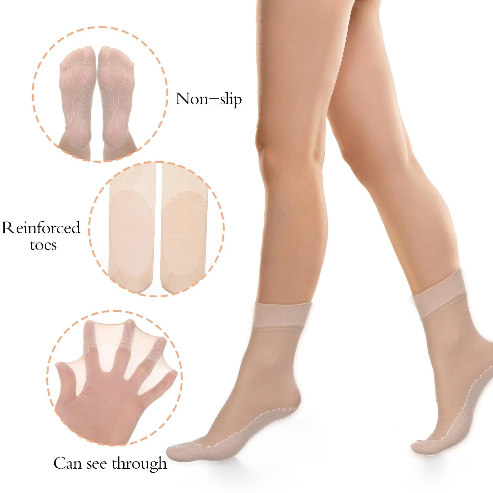 Прозорі жіночі шкарпетки (10 пар), фото №2