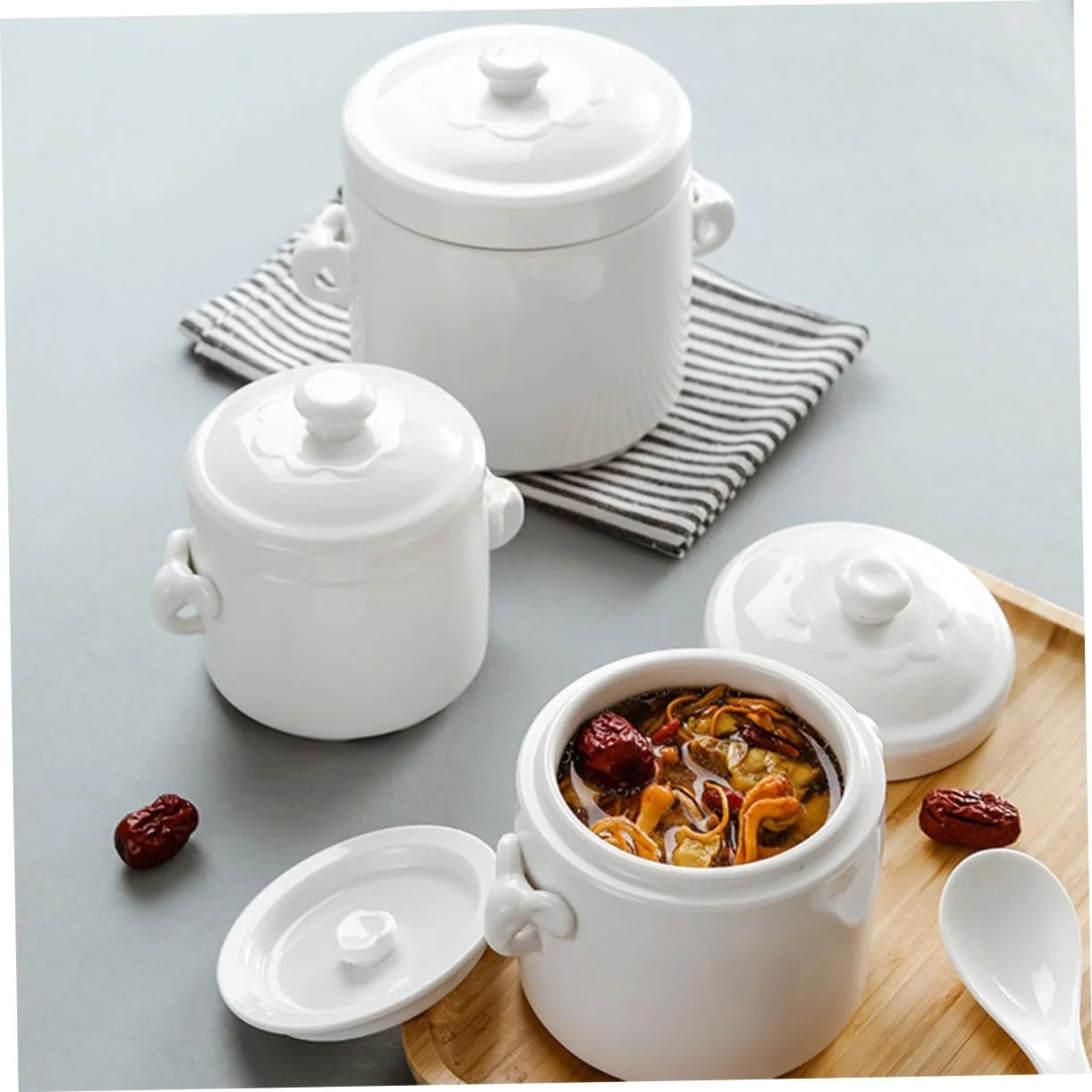 Каструля для тушкування VILLCASE керамічна з кришкою для супу, фото №5 Каструля для тушкування VILLCASE керамічна з кришкою для супу, фото №5