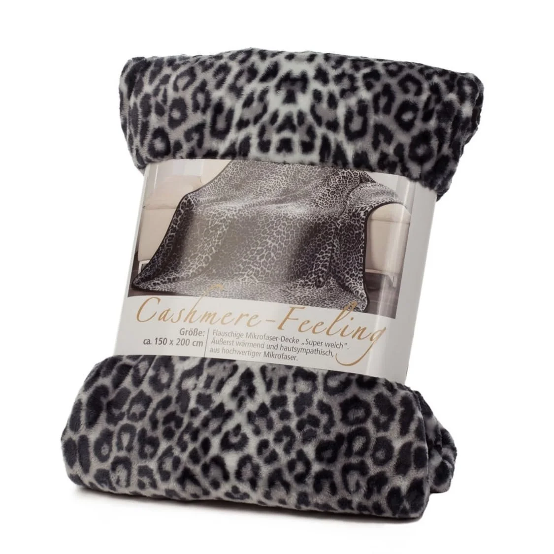 Одеяло Liebling Кашемир, Мягкое одеяло, Снежный барс, 100% полиэстер, Микроволокно, 150 x 200 см, Цвет: Серебряный, фото №3