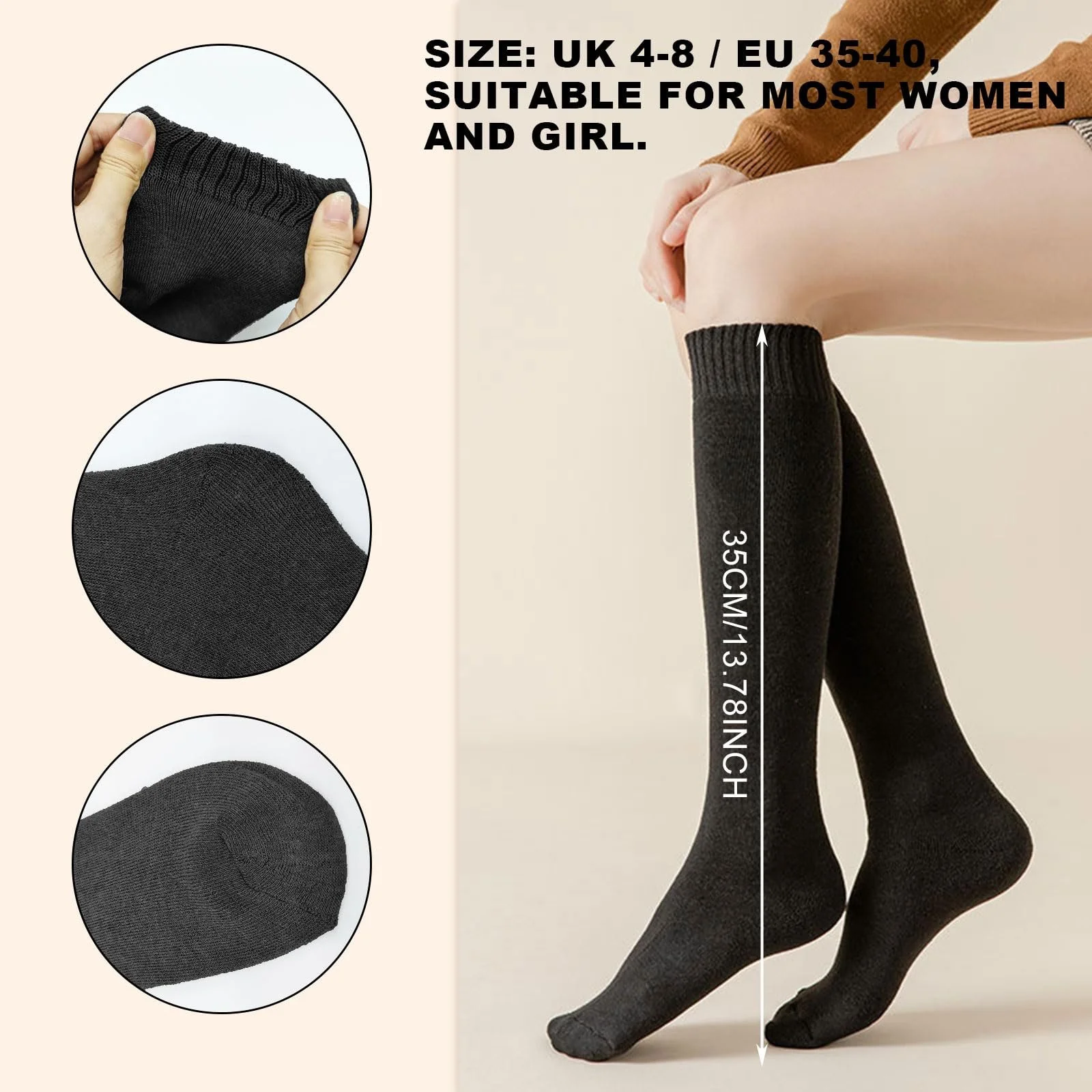 3 пари В'язані шкарпетки для дівчат Теплі термошкарпетки, фото №2