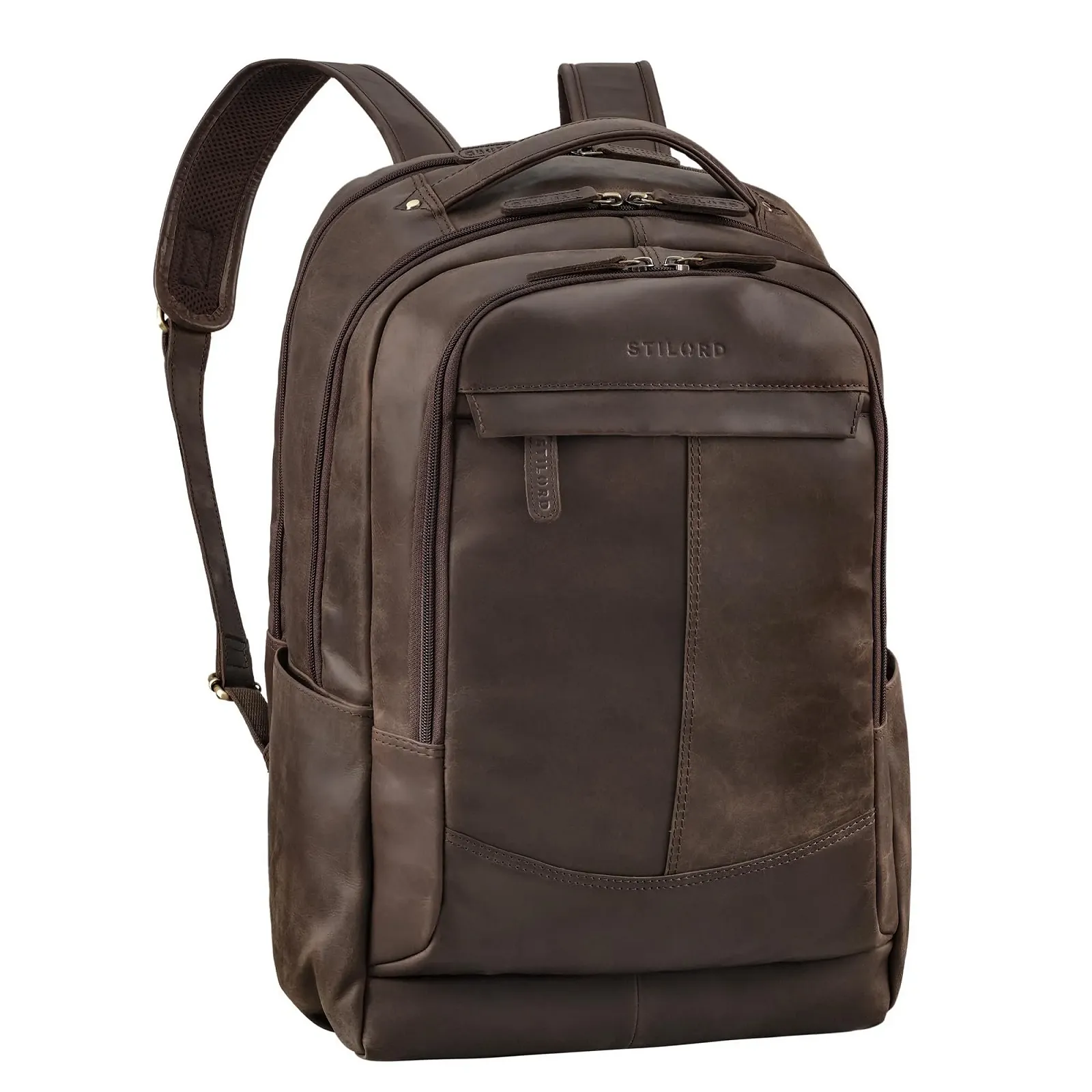 Рюкзак для ноутбука STILORD Premium XL Maxim кожаный винтажный 17-19 дюймов Zamora - Коричневый, фото №1